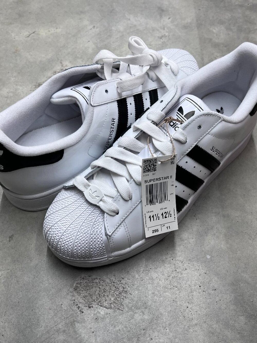 Adidas Originals Superstar II Patent Leather White Black Men's Size 11.5 JR7312